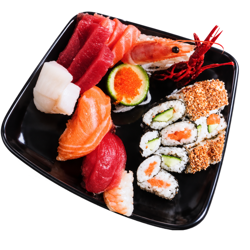 Sushi-Sashimi Set mit Sojasauce